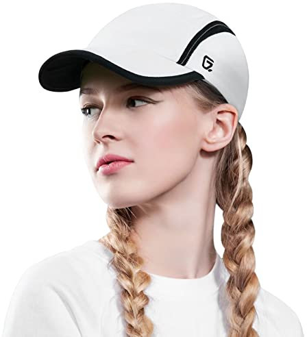 GADIEMKENSD Foldable Tech Running Hat for Women Cooling Ponytail Hats Light Quick Dry Baseball Caps Ultra-Thin Unstructured Gorras para Mujer Fitted for Beach Tennis Travel Hiking Golf White