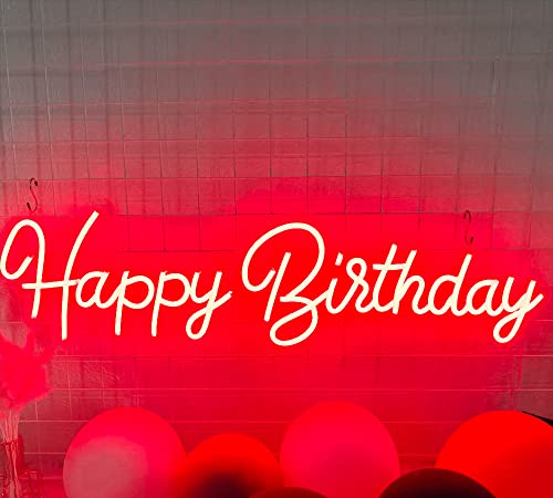 Ulalaza LED Leuchtreklame Nachtlicht Happy Birthday für Zuhause Schlafzimmer Wohnzimmer Bar Kunst Dekoration Party Hochzeit Geburtstag Weihnachten mit USB 5V