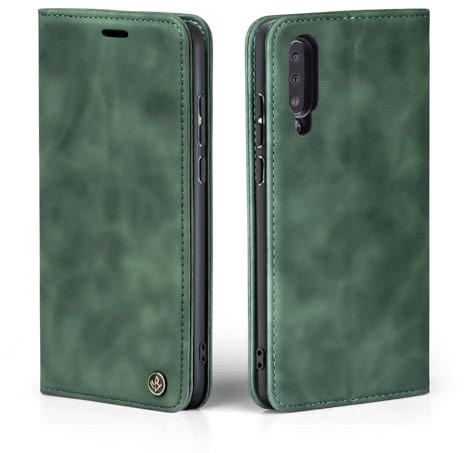 LBH Handyhülle für Samsung Galaxy A50 in Grün mit Karten- und Geldfach Smartphone Hülle mit Standfunktion Flip Case Schutzhülle Magnetverschluss Vintage