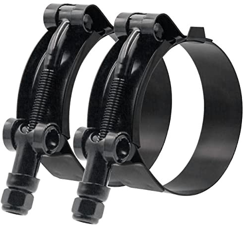 ISPINNER 2 Stück 8,9 cm Edelstahl T-Bolzen Schlauchschellen Rohrschellen Rohrverbinder, Klemmbereich 95–103 mm für 8,9 cm Schlauch-ID (schwarz)