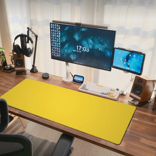 Yellow Mouse Pad Extended Large Gaming Mousepad XL Big Long Oversized Desk Mat Stitched Edges 31.5 X 11.8 Inch for Home Office