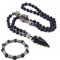 BBYOUTH Natürliche Lavastein Chalkopyrit Kette mit Gungnir Anhänger, Yoga Herren Halsketten Skandinavische Rune Armband Wikinger Schmuck,2 Pack
