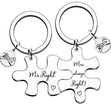 WTOPP Mr. Right and Mrs. Always Right Set of Two Keyring Gifts Perfect for Wedding and Anniversary Celebration Gifts Christmas Birthday Gifts Anniversary Keyring Gifts for Couples