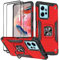 KANSi Coque pour Xiaomi Redmi Note 12 4G (6.67), Verre Trempé [2 Pièces] + Housse TPU Silicone Rotation 360° Aimant Anneau Support Double Défense Protection Etui - Rouge