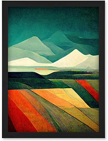 Doppelganger33 LTD Modern Semi-Abstract Colourful Landscape Artwork Framed Wall Art Print A4