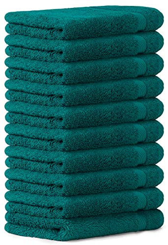 Luckytowel 10er Set Seiftücher 30x30 cm 100% Baumwolle, 600g/m² Oeko-Tex Waschlappen Set 10er Pack Petrol