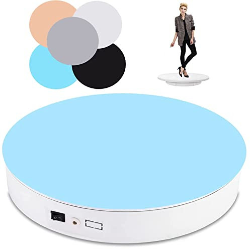 JEWMIA 24 inch Large Rotating Display Stand with Remote Commercial Product Photography Turntable 220lb Capacity,White