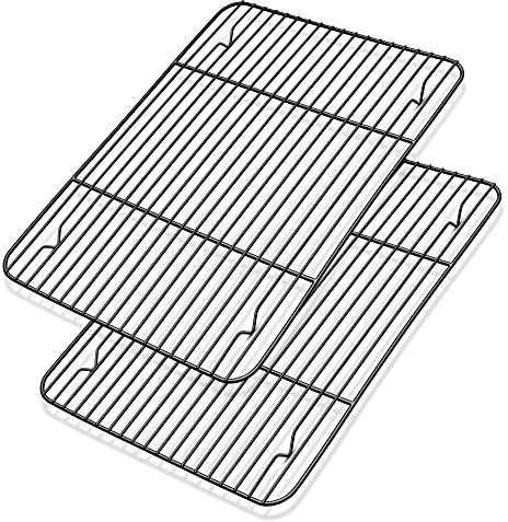 Homikit Abkühlgitter, Edelstahl Kuchengitter Auskühlgitter 2er Set, Backgitter mit Antihaftbeschichtung für Backen Grillen & Kühlung, 38,9 x 28,2 x 1,5 cm, Gesund & Ungiftig, Einfach zu Reinigen