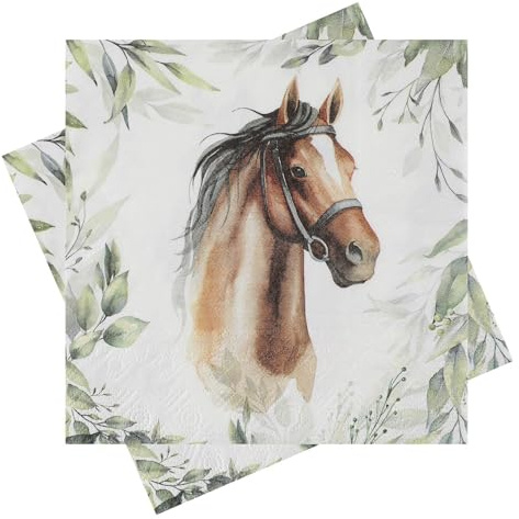 Servietten Pferd Reiten Blättermix Grün Geburtstag Tischdeko 33x33 cm 20er Pack