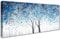 Baum des Lebens Mit Rahmen Leinwand Bilder Grau Silber Blau Blühender Baum Leinwandbilder Malerei Poster Foto Bild auf Leinwand Wandbilder Heimbüro Wohnzimmer Schlafzimmer Dekorationen 50x120cm