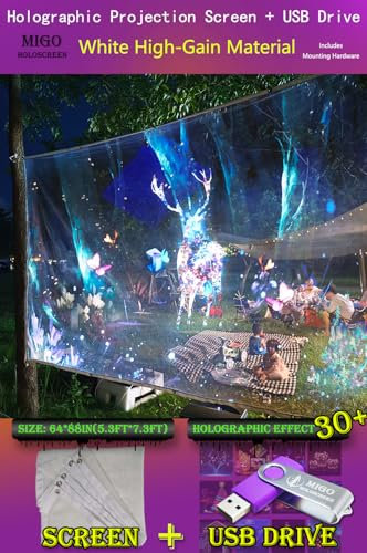 Hologramm-Projektor-Leinwand und USB-Laufwerk-Set, verschönern Sie Ihre Einrichtung mit holografischer Magie für Partys, Büros und Feiern. Verbesserter Hologramm-Effekt, Geschenkverpackung, 162,6 x