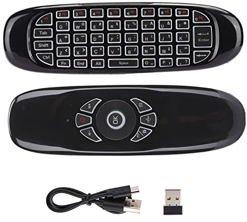 Air Mouse Fernbedienung, USB 2.4G Air Mouse Remote Control mit Tastatur und Maus Funktion, Farbiger Hintergrundbeleuchtung Und Bewegungserkennung, für Android TV Boxen, Smart TV,Computer,Projektor