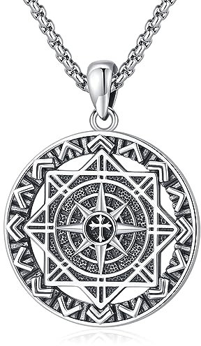 Eusense Kompass Halskette für Männer 925 Sterling Silber Kompass Anhänger Schmuck Graduierung Geschenk für Frauen Männer Damen