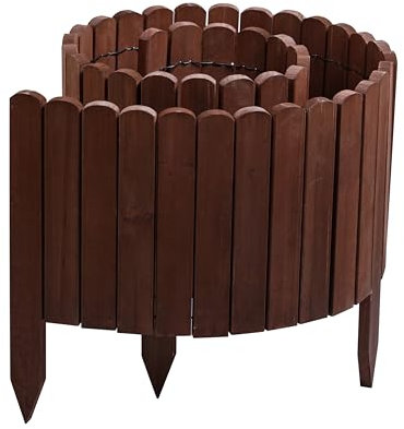 Gartenwelt Riegelsberger Rollboarder Braun Länge 203 cm Zaunhöhe 30 cm Holzzaun Mähkante Rasenkante Tannenholz