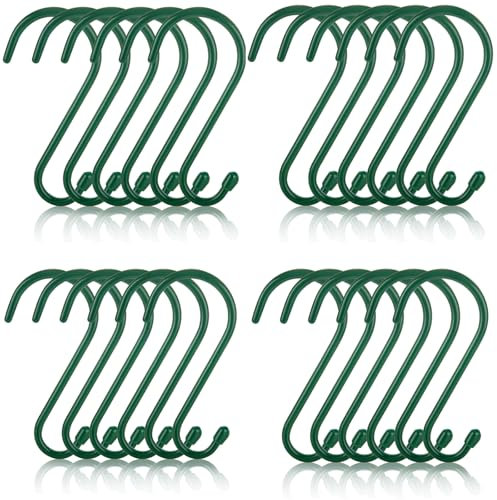 GBACHOOSE 30 Pack S Hooks, 15 cm Large S Hook for Hanging, Green Rubber Coated S Hook Heavy Duty, Non Slip S Hooks for Kitchen, Utensils, Clothes
