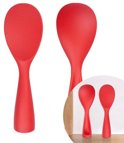 hocadon 2 Piezas Cuchara Arrocera Cuchara de Silicona 7x21,5cm Cuchara De Arroz Vertical Cucharas de Arroz para Servir Espátula de Arroz para Puré de Patatas, Olla de Arroz