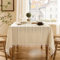 ZeeMart Boho-Tischdecke mit Hohlsaum, bestickt, gestreift, 152,4 x 152,4 cm, Beige, schwere Tischdecke aus Sackleinen, Beige, knitterfrei, waschbar, Tischdecke für quadratische Tische