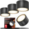 YindaLux 4x LED Aufbauspot Schwarz Matt Aufbaustrahler inkl. 6W 660LM Warmweiß Aufputz 230V GX53 LED als Aufbauleuchte, Deckenspots, Spots Deckenleuchte, Deckenstrahler Aluminium Rund Ø95x55mm