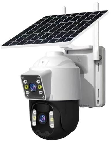 EMEBAY Wireless Outdoor Wi-Fi Camera with Solar Panel, External Battery Surveillance Camera, 6 MP/2 Lenses/360° Rotation/Human Detection/Colour Night Vision/Two-Way Audio