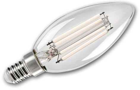 E14 LED Kerzenlampe XLED C35, 4W (entspricht 30W), warmweiß 2700K, weiße Filamente, klar – perfekt für Kronleuchter, Spiegel- & Wandleuchten