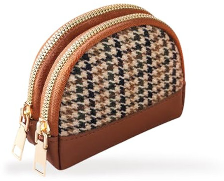 Porte-Monnaie à Fermeture, Portefeuille avec Mini Porte-Monnaie pour Femmes en Cuir Fermeture Éclair Porte-Monnaie Portable Porte-Monnaie Mini Poche à Monnaie Porte-Monnaie Marron