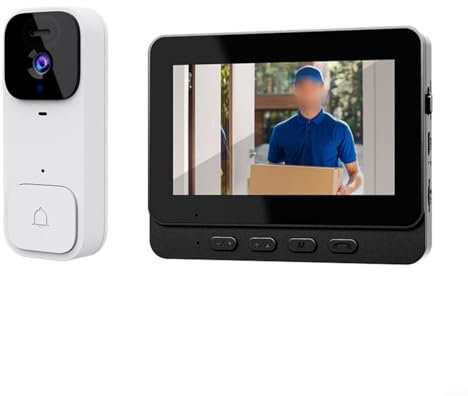 EpheyFIF 10,9 cm Smart Video Türklingel System für Zuhause, Display Wireless Intercom HD Video Monitor, Smart Video Türklingel Kamera, Wireless Zwei-Wege-Gegensprechanlage (weiß)
