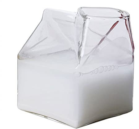 HJUGHPN Mugs 1Pc Half Pint Milk Carton Style Creative Mini Creamer Jug Glass Milk Mug Cow Udder Cup Milk Cup Wholesale