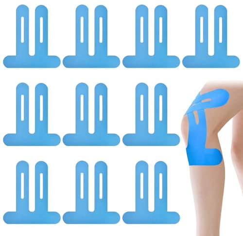 Hautfreundliche Kinesiotapes - Vorgeschnittene 10 Stück Wasserfeste Physio Tape in Blau für Knieschmerzen. Optimaler Tragekomfort, Ideal für Sportler und Alltag, Hilft effektiv Schmerzen zu lindern