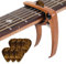 SULIUDAJI Guitar Capo Guitar Capo with 6 Plectrums Picks for Acoustic and Electric Guitar, Ukulele, Mandolin and Banjo, Wood Colour
