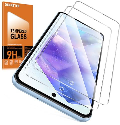 Oelrstfe Verre Trempé pour Samsung Galaxy A55 5G/Samsung Galaxy A35 5G 2 Pièces,Film de Vitre Protection écran Dureté 9H Anti Rayures Sans Bulless Transparent HD Haute Sensibilité Protecteur D'écran