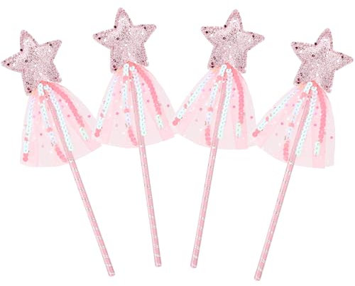 DRESHOW Stelle di Scintillio Bacchetta Magica per Ragazze Bacchette Magiche Glitter per Bambini Bacchette Stella per Compleanni, Halloween, Natale