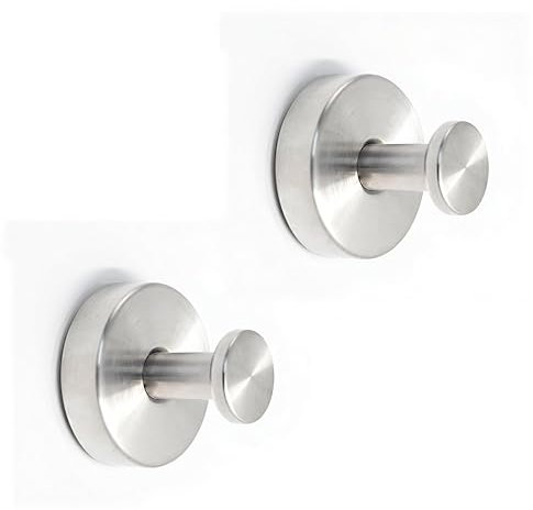 Lot de 2 crochets à ventouse extra solides en acier inoxydable, sans perçage, réutilisables, idéaux pour les salles de bains, cuisines, portes en verre et fenêtres, peut supporter jusqu'à 10 kg,