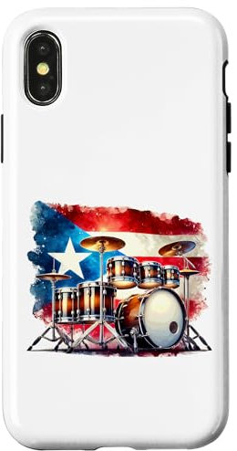 Custodia per iPhone X/XS Batteria con bandiera portoricana Rhythm Vibes