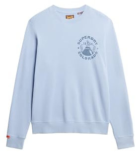 Superdry, Sweats LO-FI Outdoor Mono RELAXD Crew, M2014095A, Blue Heron, 2XL, Man, Adulto