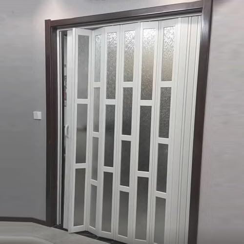 WhamtL Porte AccordéOn Interieur Porte Accordéon Intérieure Pliante Blanche, Porte Accordéon Compacte en Métal pour Placard, Porte à Rideau Coulissante avec Poulie Silencieuse(130x203cm(51.2x80in))
