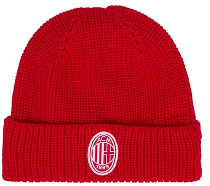 A.C. Milan Unisex Berretto ESS Warme Wintermütze mit offiziellem Logo, für Herren oder Damen, rot, One Size