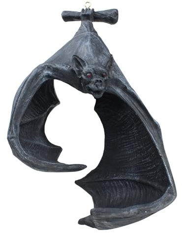 Hängende Fledermaus-Deko aus Harz – Schwarze Halloween-Figur mit roten Augen – Wand- oder Türanhänger, auch als Teelichthalter nutzbar