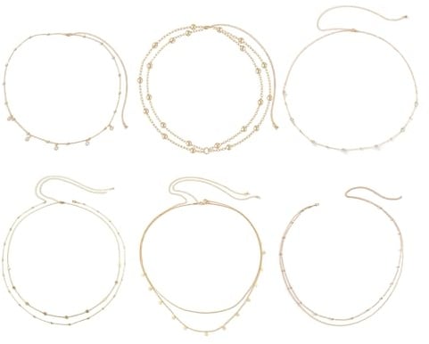 MLPKOI 9 pcs Chaîne de Ventre Dorée pour Femme en Bikini Sexy, Ceinture Chaine Dorée Sequins Réglable Chaînes, Chaîne de Taille Multicouche Pour la Taille, étanche, Hanche Bijoux de Plage Corps