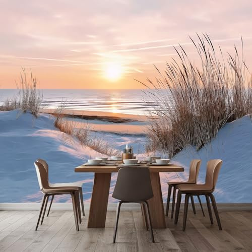 Fototapete Dünenlandschaft Am Meer 500x280 cm 3D-Effekt Tapete Wandbild, Hochwertige Vlies-Wanddekoration, Für Wohnzimmer Küche Schlafzimmer & Kinderzimmer Wandbild