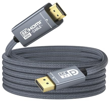 3M Active DP vers HDMI 2.1 Câble 8K60Hz 4K240Hz G-SYNC VRR pour RTX 5090 | Puce convertisseur actif intégrée offrant un passage G-SYNC/VRR natif pour éviter les déchirures de l'écran dans les jeux à