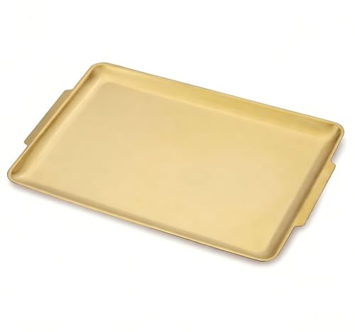 Bandeja para Servir de Acero Inoxidable,Bandeja de Desayuno,Oro,Plato Grande, Plateado de 40 x 28 cm,Cocina, Plato de Fiesta