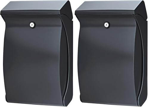 Burg-Wächter Briefkasten ohne Zeitungsfach ohne Namensschild, Hochwertiger Kunststoff, Einwurf-Format DIN C4, 2 Schlüssel, Swing 4906 ANT, Anthrazit (ähnlich RAL 7016) (Packung mit 2)