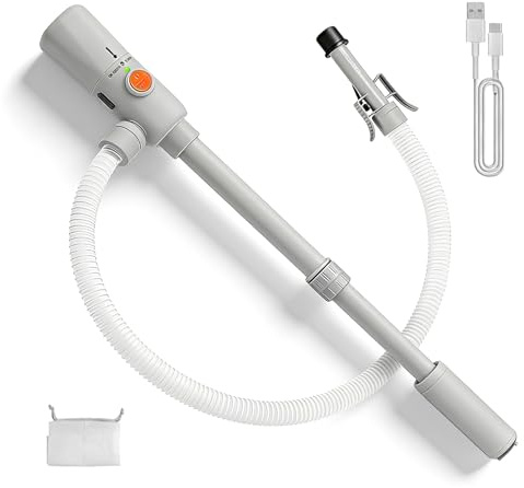 Pompa per Benzina per Taniche, con Funzione Telescopica Automatica, Doppia Alimentazione USB-C/AA, 2,8 Gpm/10,6 Lpm, Sensore di Spegnimento Automatico, Adatta per Benzina, Gasolio E Olio