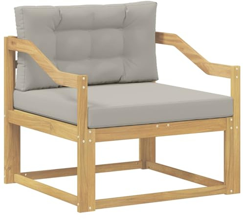vidaXL Outdoor Mittelsofa Polyester Weiß, Akazienholz Outdoor Mittelsofa, wetterfestes Patiositzmöbel, modernes Möbel für Gartenlounge und Balkon