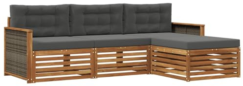vidaXL Outdoor-Sofagarnitur Natur und Anthrazit 249,5 x 162,5 x 73 cm, Garten Sofa, modernes Lounge Set, entspanntes Terrassenmöbel für chillige Stunden, bequem und stylisch
