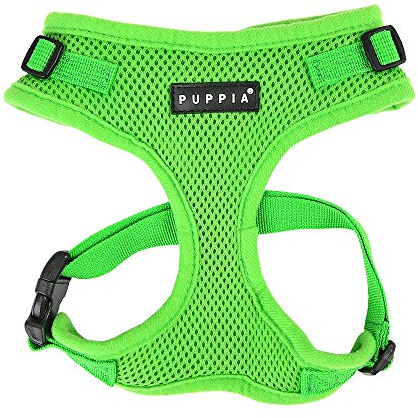 Puppia Ritefit Dog Harness small dog and medium dog harness - Adjustable and Super soft in many colours - Also usable as Puppy Harness - Anti Pull Dog Lead, Green, S