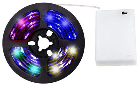 cuzile LED Leiste 50CM Stripe Licht RGB Mehrfarbig + Batterie box Batteriebetrieben + Mini Controller …