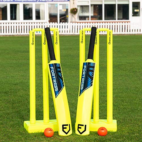 FORTRESS Garden Cricket Set - Available in 3 Sizes | Full Set or Half Set | Lightweight Cricket Equipment (Full Set, Kids (Size 2))