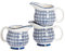 Nicola Spring Hand-Printed Milk Jugs - 300ml - Pack of 6 - Navy Decorative Porcelain Dishwasher Safe Floral Pattern Tableware Cappuccino Coffee Milk Pitcher Jugs with Handle