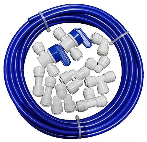 Malida 1/4 inch O.D. Length 32.8ft(10 Meters) RO Water Tubing, Hose Pipe for RO Water purifiers System,+ 1/4 O.D Quick Connector 10pcs